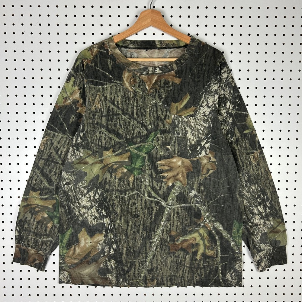Mossy Oak Camo Long Sleeve Pocket T-Shirt Size Large Break-Up Country Camouflage